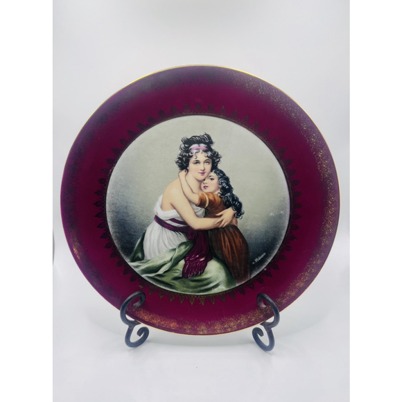 IMPERIAL Germany Antique Porcelain Portrait Plate Vigee LeBrun Mother & Child - Picture 3 of 5